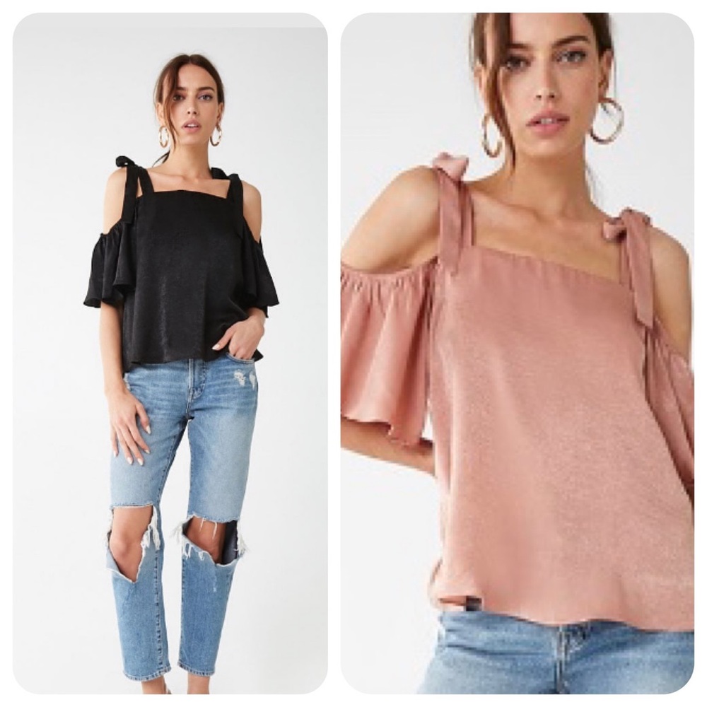 Soprano Open-Shoulder Satin Top, L - NWT